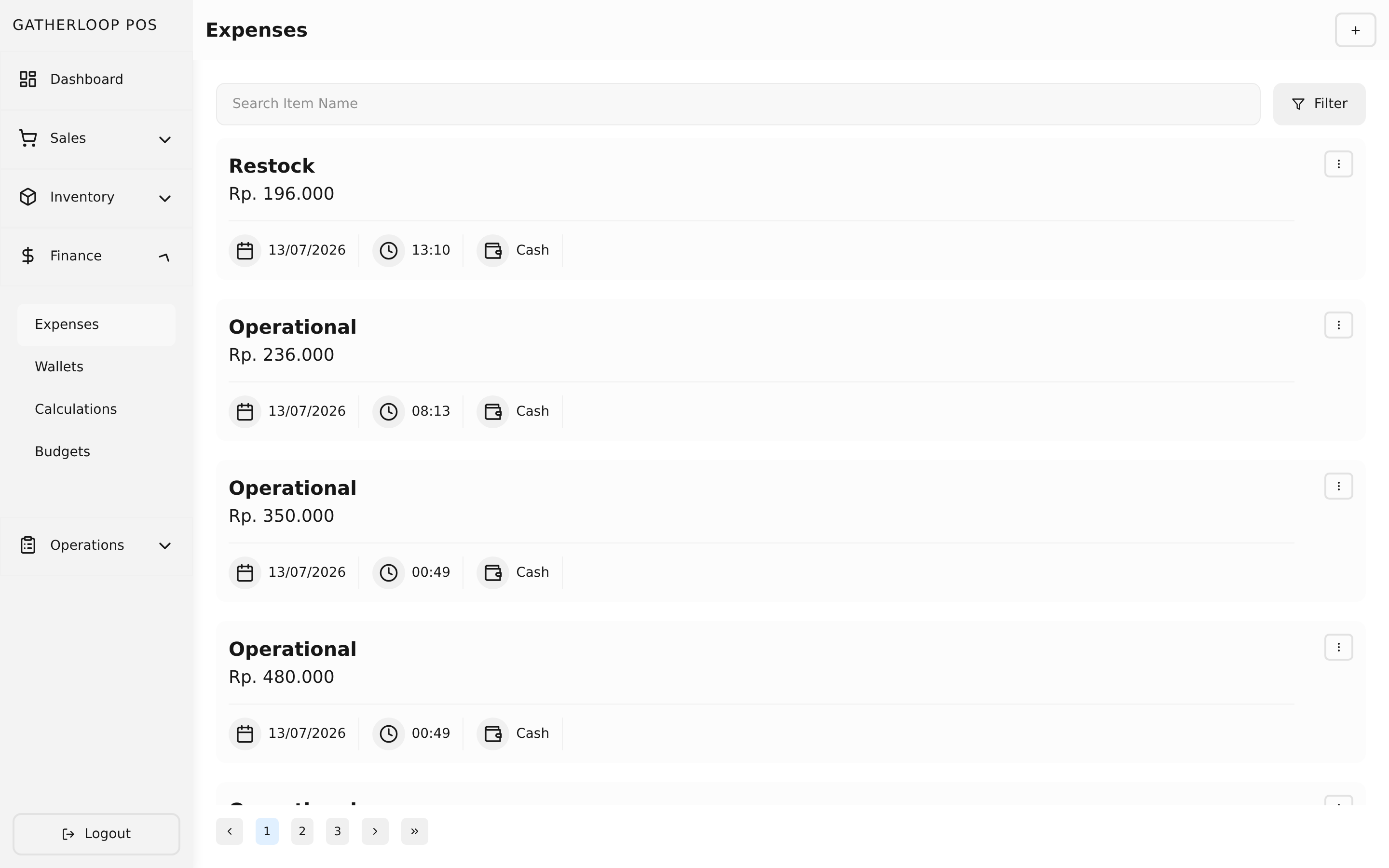 Expenses screenshot