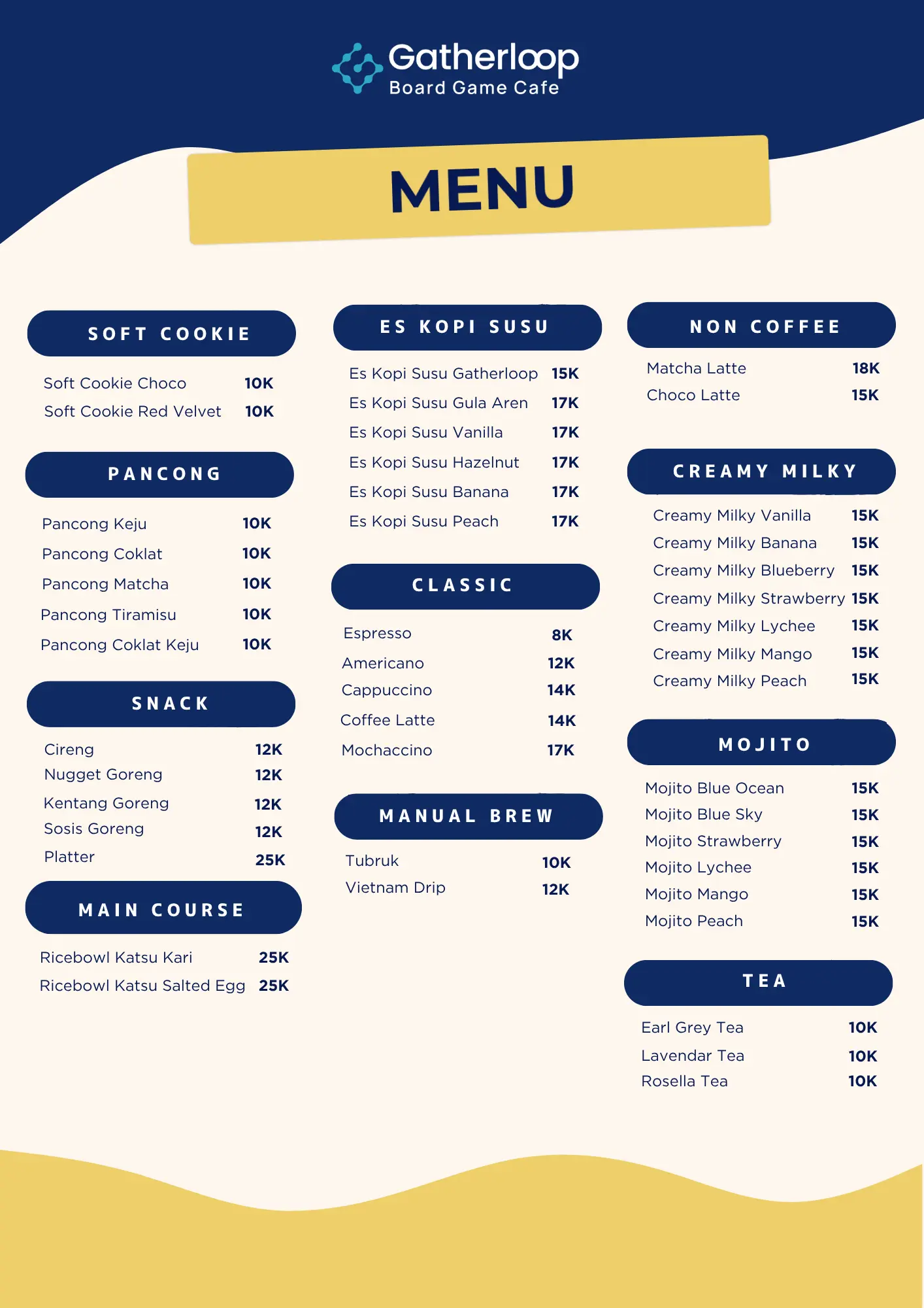 Menu makanan dan minuman Gatherloop